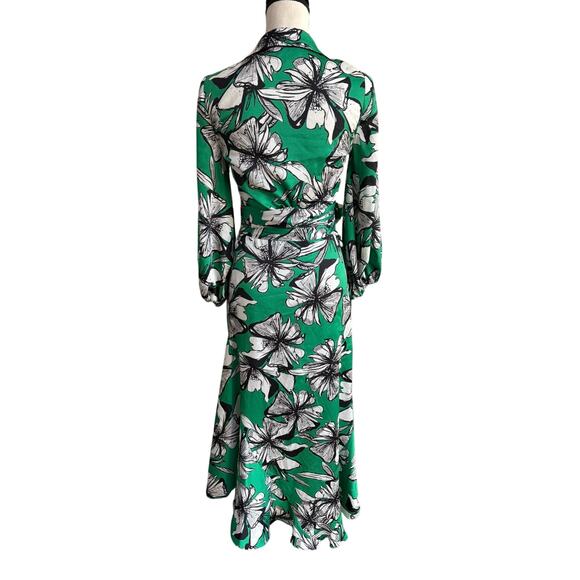 Alexis Floral Wrap Top & Midi Skirt Set Green White Print Women’s Large Resort - Picture 2 of 10